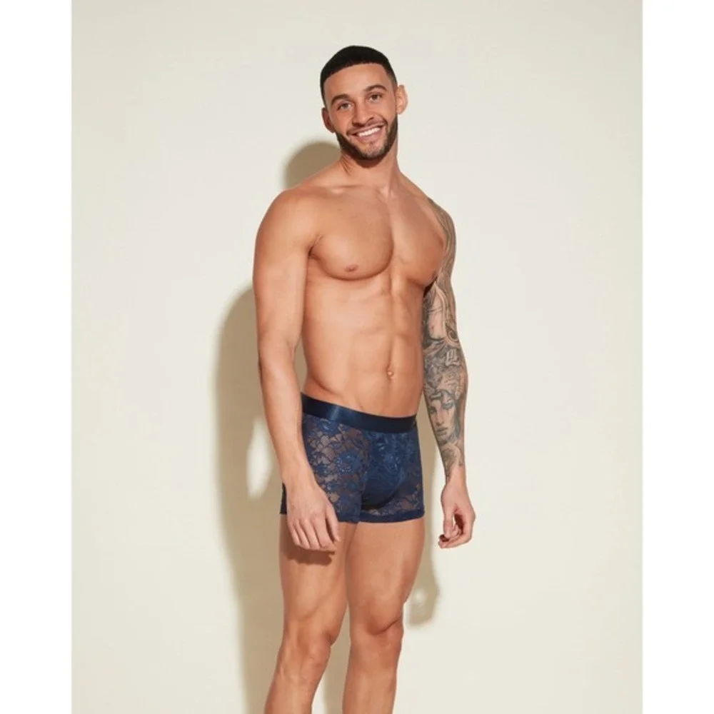 Cosabella Never Say Never Lace Trunk Boxer Brief Navy Blue     Luxury L NWT
